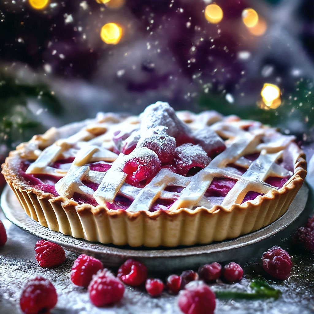 Праздничный пирог рецепты с фото "Festive raspberry pie, sprinkled with." - image created in Shedevrum