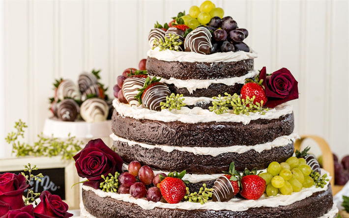 Праздничный торт фото Download wallpapers wedding cake, fruit, chocolate multi-tiered cake, wedding co