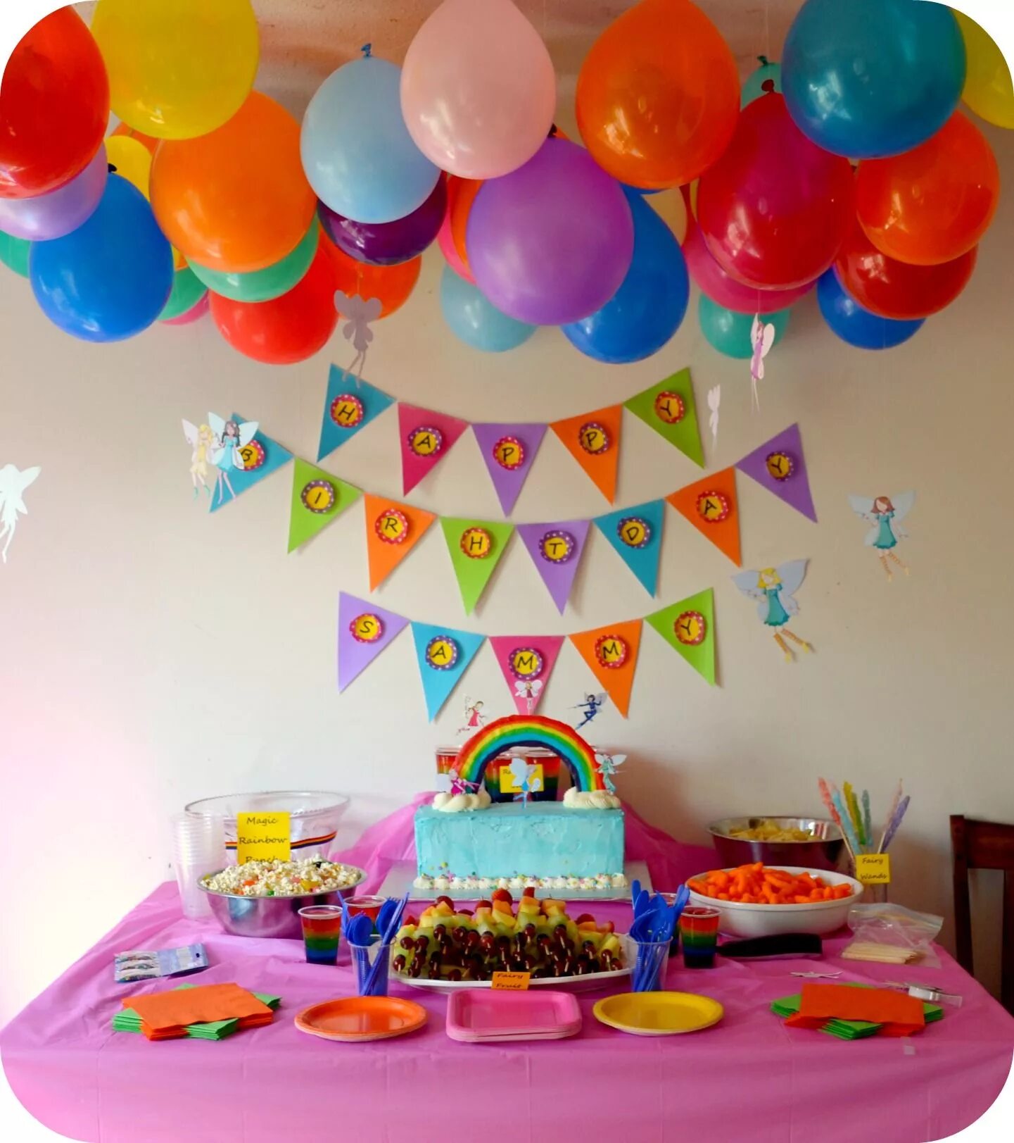 Праздник дома оформление A Rainbow Fairy Party! Rainbow party decorations, Rainbow birthday party, Rainbo