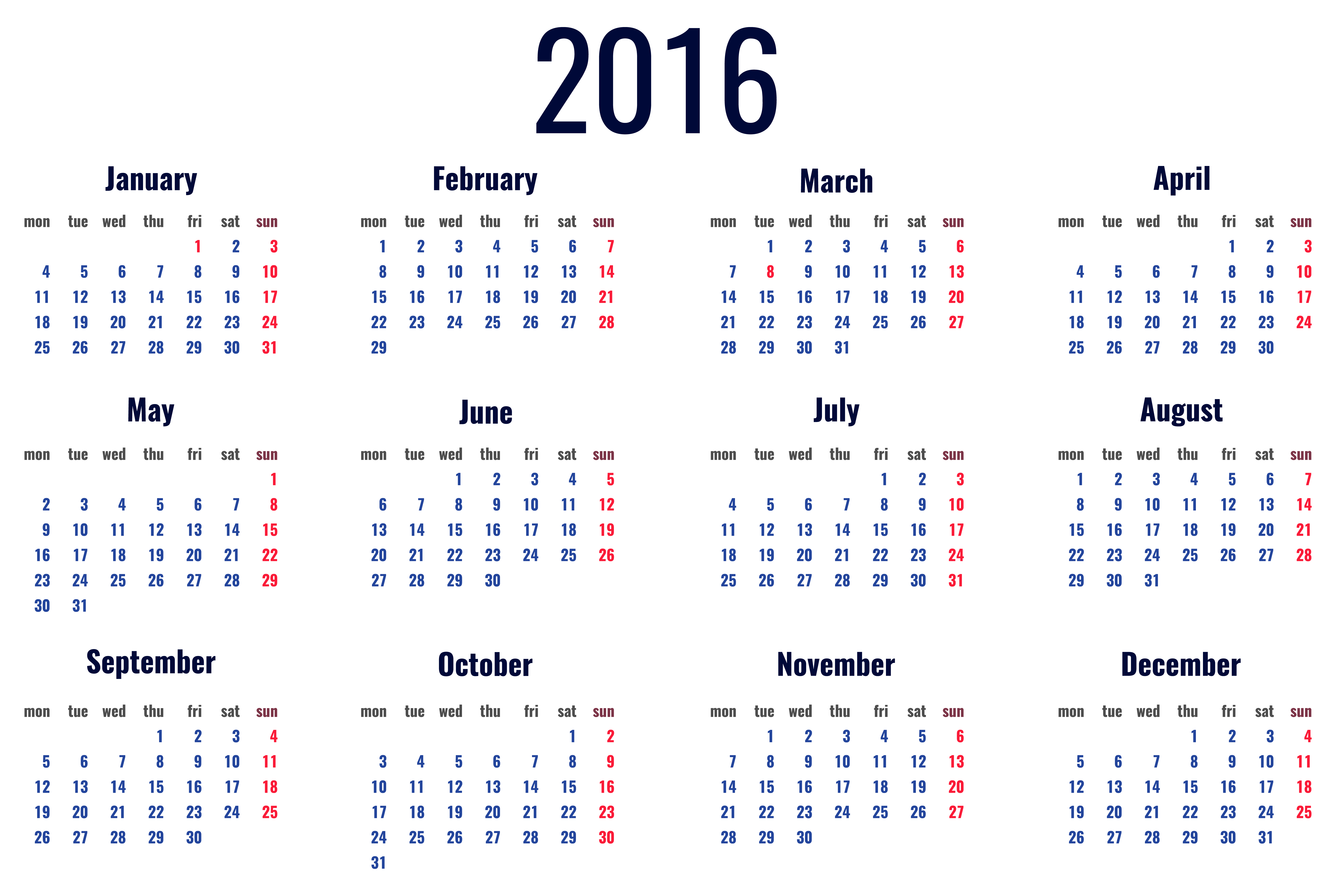 Праздник календарь 2016 Download Picture Calendar 2016 Transparent Free Clipart HQ Clipart PNG Free Free