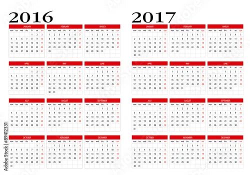 Праздник календарь 2016 Calendar 2016 and 2017 - Adobe Stock で こ の ス ト ッ ク ベ ク タ-を 購 入 し て.類 似 の ベ ク タ-を