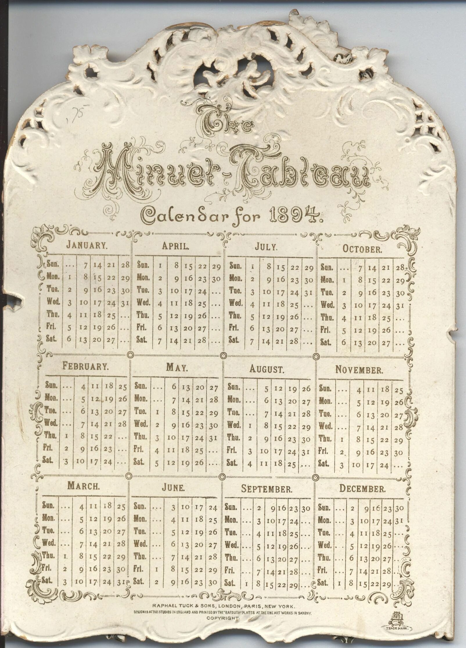 Праздник старинного календаря Full Sized Image: THE MINUET-TABLEAU CALENDAR FOR 1894