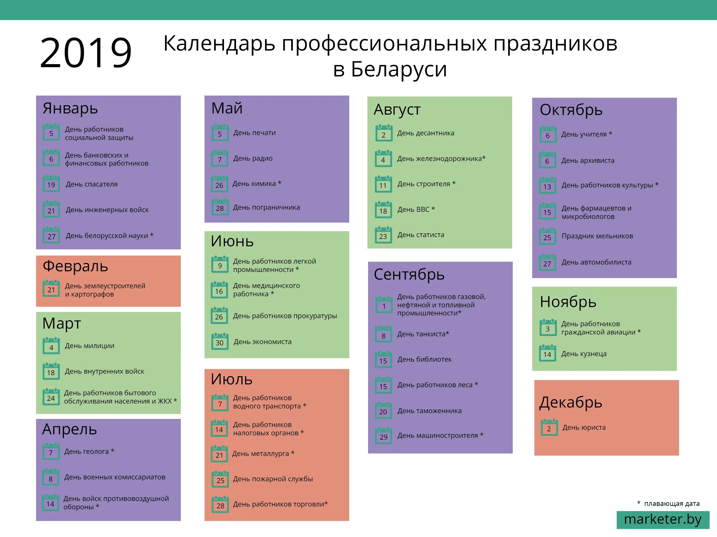 Праздники года в россии календарь Профессиональные праздники Беларуси 2019 - О маркетинге и продвижении бизнеса