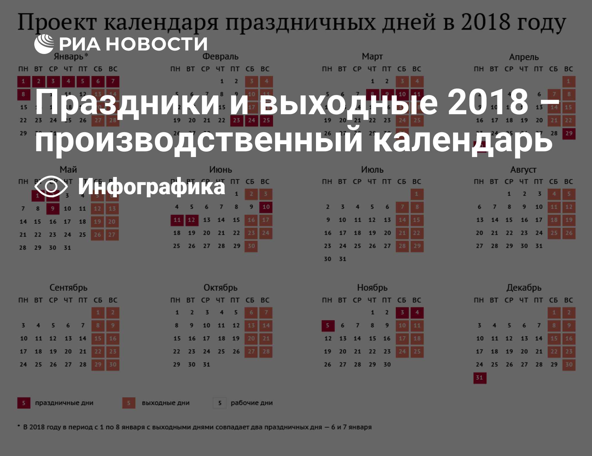 Праздники и выходные 2018 производственный календарь Праздники и выходные 2018 - производственный календарь - РИА Новости, 03.03.2020