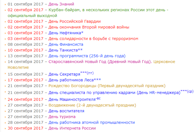 Праздники в россии и мире календарь 6 профессиональных праздников