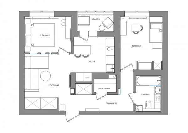 Предлагаем планировки квартир домов Bright and compact 1 Bedroom Apartment For Young Family Floor Plan Included Диза