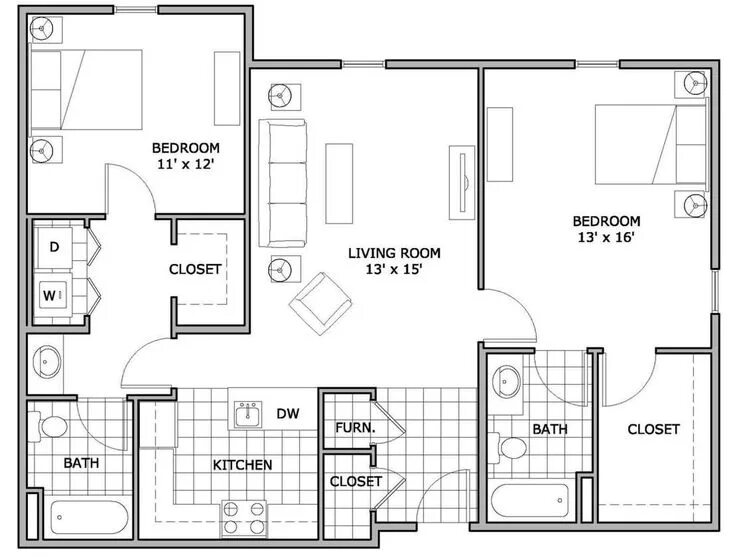 Предлагаем планировки квартир домов 12 Splendid 2 Bedroom Apartment Floor Plans Collection - 2 Bedroom Apartment Flo