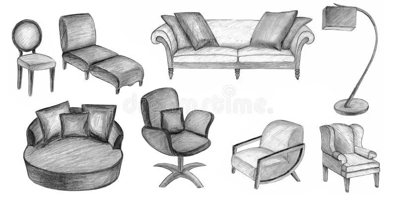 Предмет интерьера рисунок 7 класс Sketch furniture stock illustration. Illustration of design - 29978489