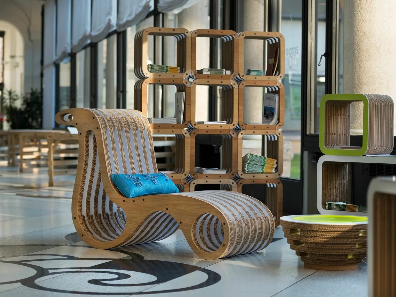 Предметный дизайн интерьера Lessmore exhibits the Ecodesign Collection Eco furniture, Furniture design, Card