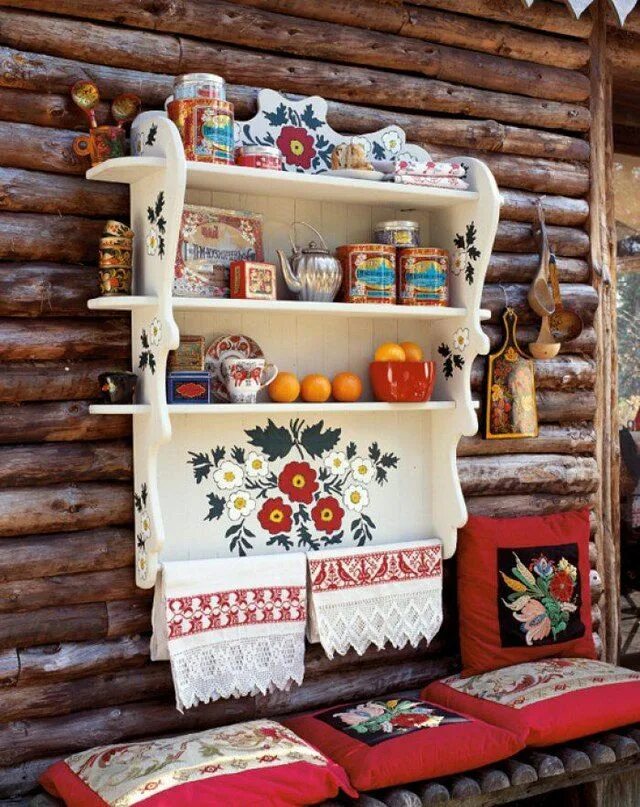 Предметы интерьера русской избы Новости Wooden shelves, Decor, Painted furniture