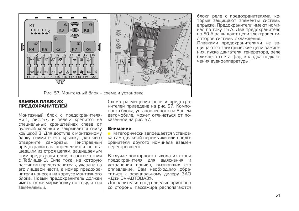 Предохранители шевроле нива фото Инструкция по эксплуатации CHEVROLET Niva Страница 51 / 68