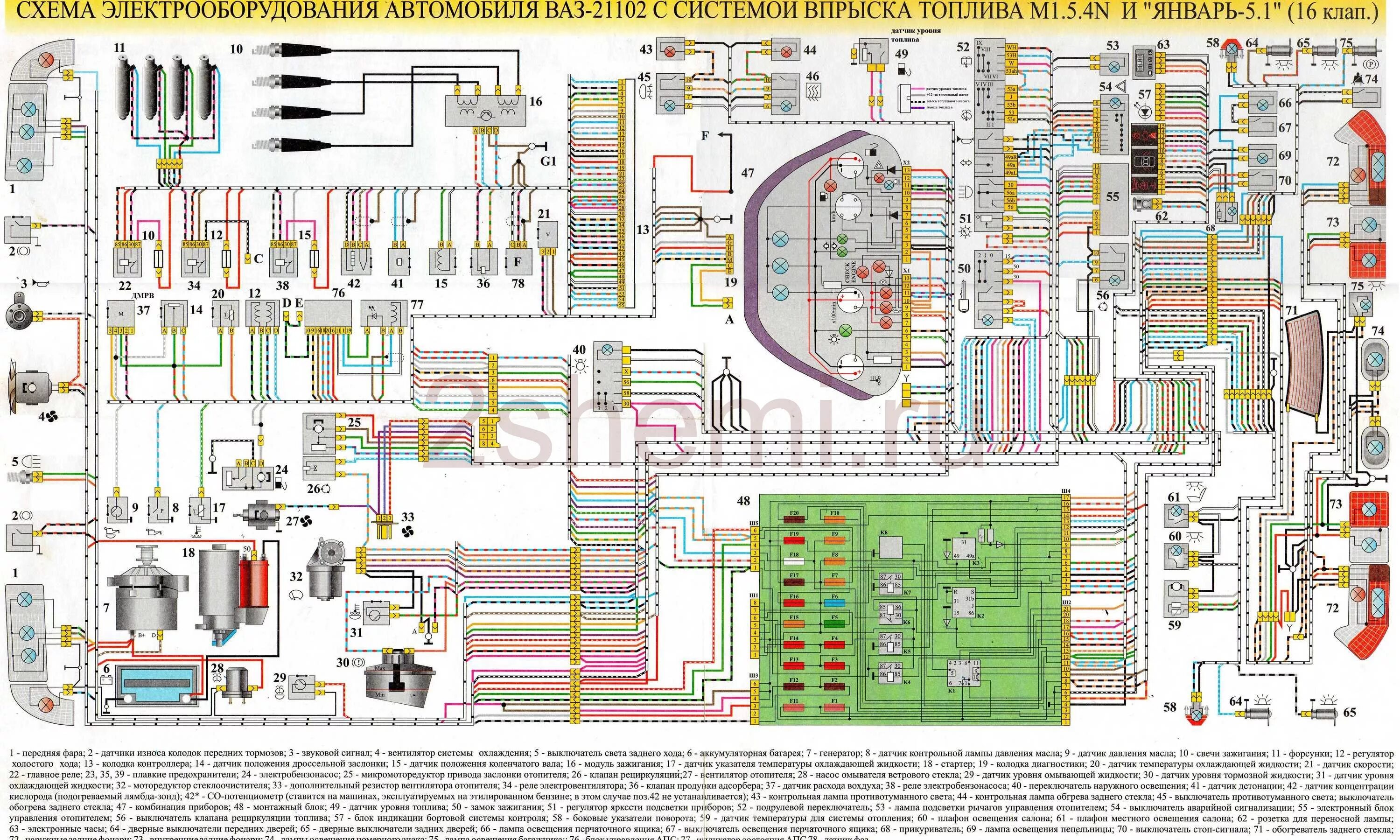 Предохранители ваз 2110 8 клапанов схема описание Схема ВАЗ 2110