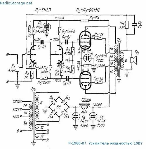 Предварительные ламповые усилители схемы Схема лампового УНЧ на 6Н2П и 6П14П - 10 Ватт Усилитель, Электронная лампа, Прин