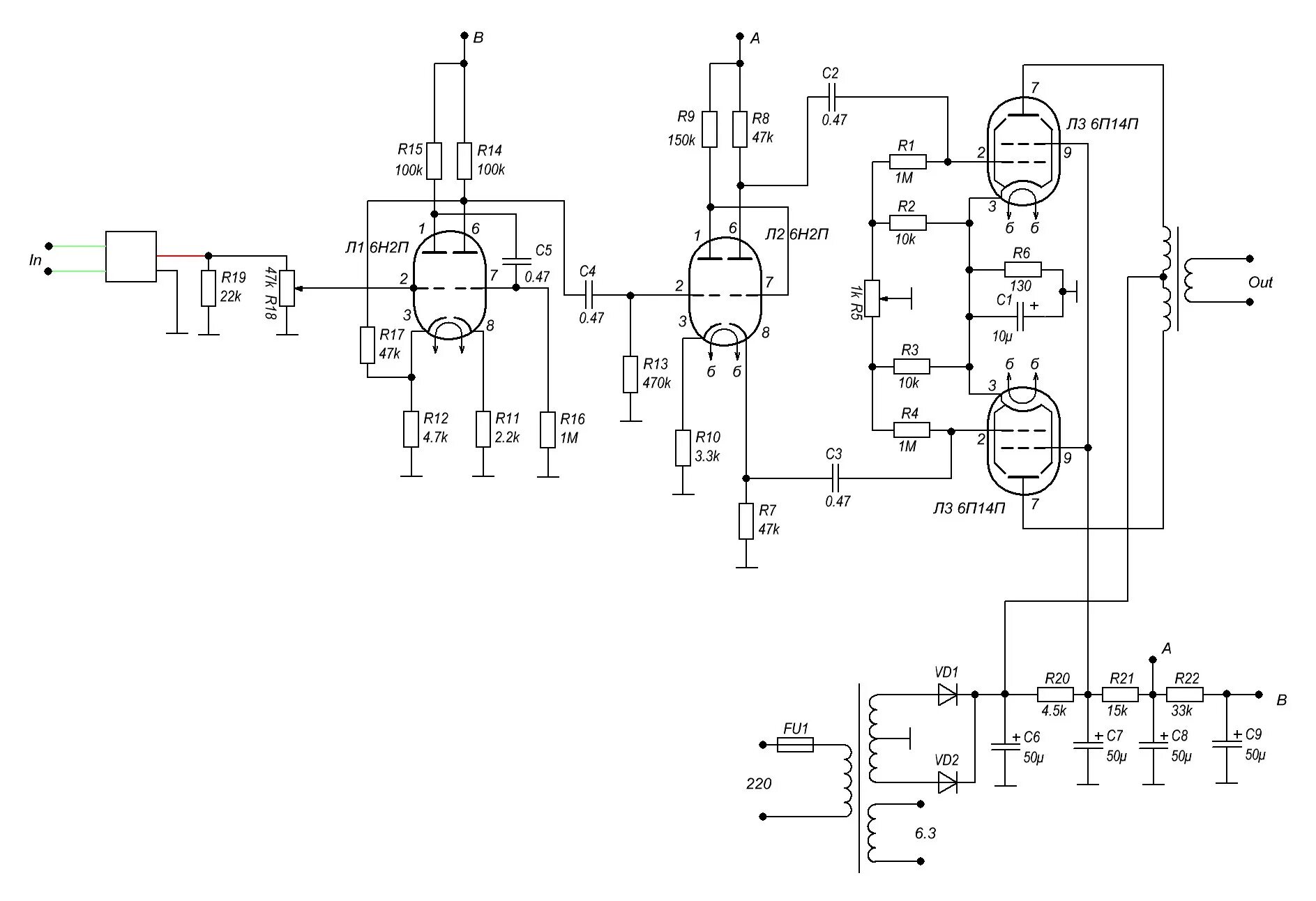 Предварительные ламповые усилители схемы 2х6н1п+2х6п14п - Ламповая техника - Форум по радиоэлектронике