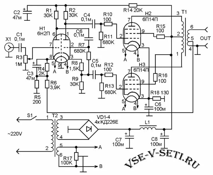 Предварительные ламповые усилители схемы Усилитель мощности ЗЧ Усилитель, Радио, Электронная лампа