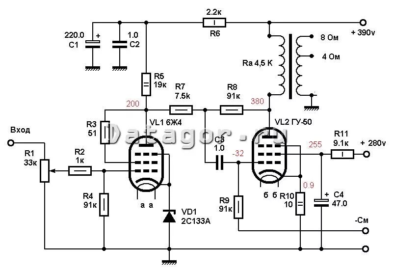 Предварительные ламповые усилители схемы Ламповый SE усилитель на ГУ 50 - DRIVE2