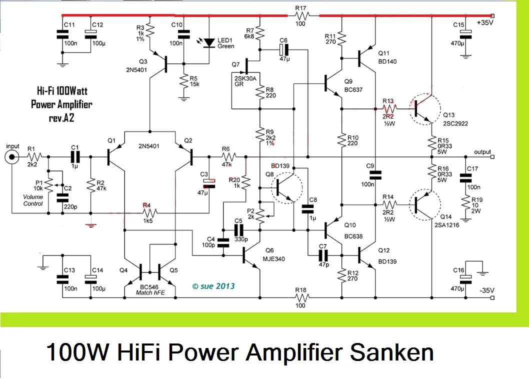 Предварительный hi fi усилитель схема усилителя 100W HiFi Power Amplifier circuit with Sanken Audio amplifier, Amplifier, Hifi a