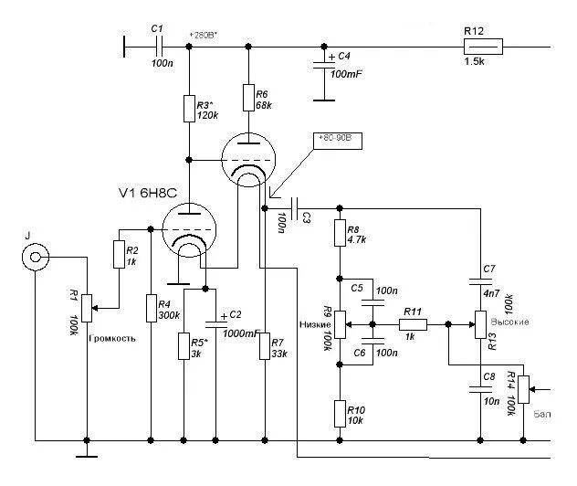Предварительный ламповый усилитель с темброблоком схема Схемы преампов: найдено 90 изображений