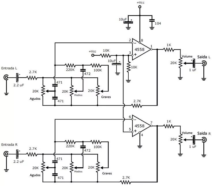 Предварительный своими руками схема click na imagem para ampliar -- ESQUEMA ELETRÃ"NICO DO PRÃ*-AMPLIFICADOR. in 202