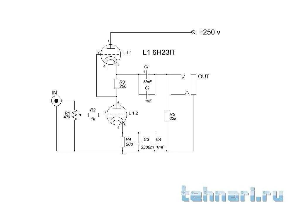 Предварительный усилитель на 6н2п схема 6n23p