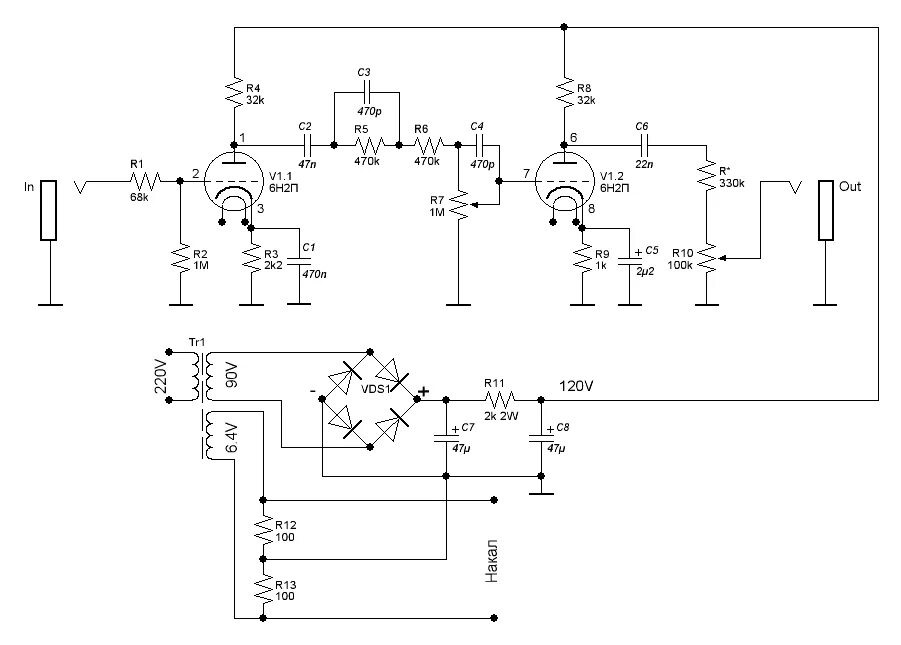 Предварительный усилитель на 6н2п схема Форум РадиоКот * Просмотр темы - Проект "Saturation" Микрофонный приамп на лампе