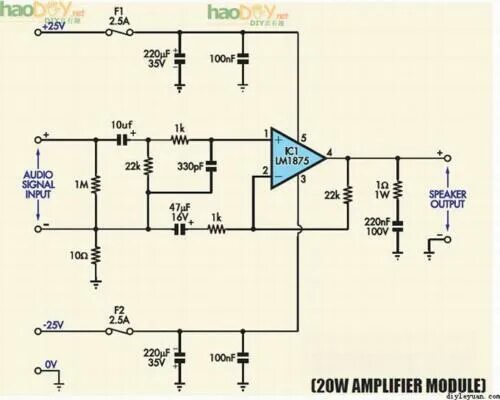 Предварительный усилитель на lm741 схема 20W HIFI Mono Channel LM1875T Stereo Audio Amplifier Board Module DIY Kit eBay