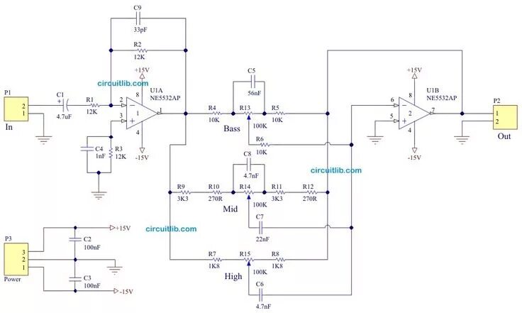 Предварительный усилитель на ne5532 схема Pin by Cesar hilario amoretti on audio diy Electronics circuit, Electronic schem