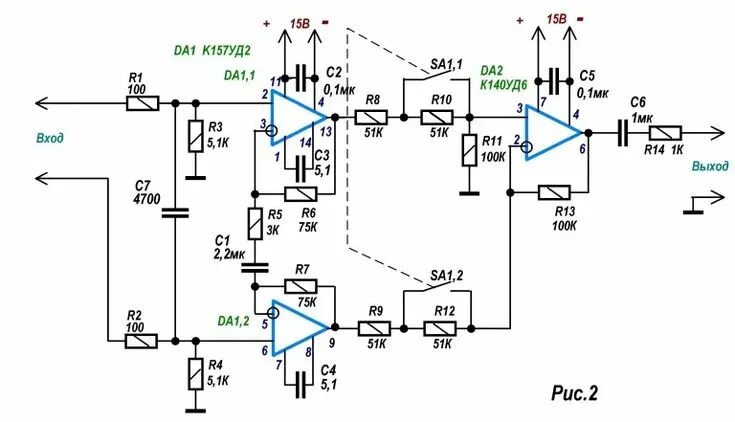 Предварительный усилитель на оу схема Микрофонные усилители на ОУ Кое-что из радиотехники Усилитель, Микрофоны, Средня