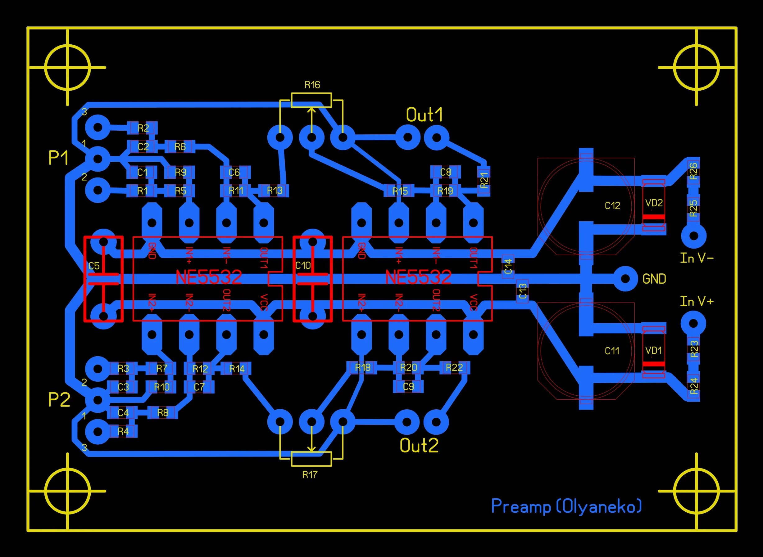 Предварительный усилитель схема и печатная плата Рисование печатных плат (бесплатное и платное) - Страница 25 - Песочница (Q&A) -