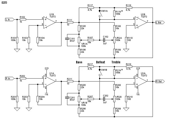 Предварительный усилитель стерео схема HiFi stereo preamplifier with tone control Audio amplifier, Hifi, Electronic cir