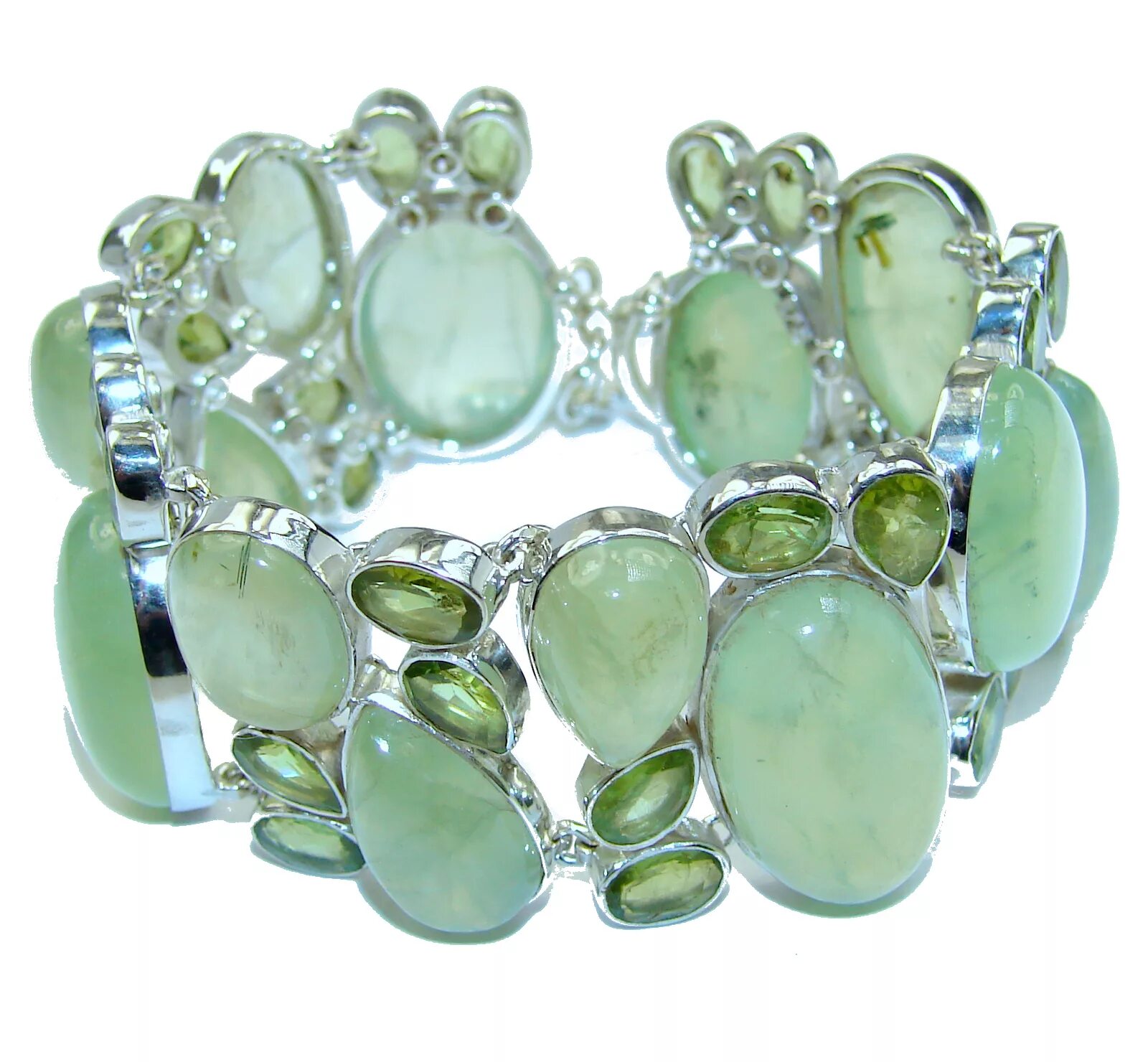 Пренит камень фото Incredible Genuine Moss Prehnite .925 Sterling Silver handcrafted Bracelet - mod