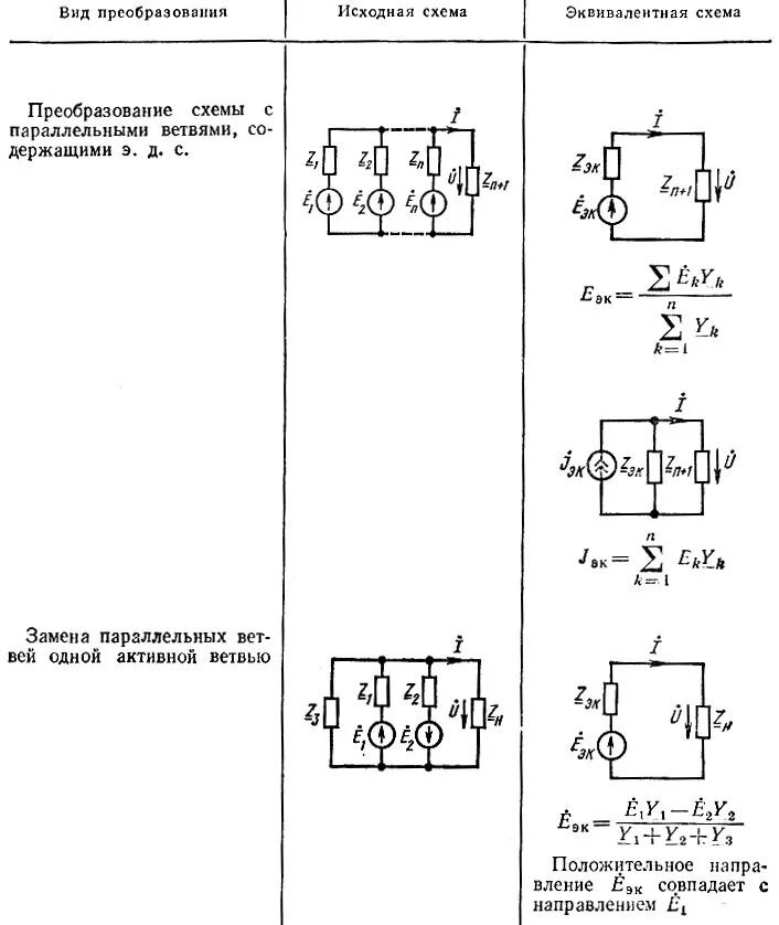 Преобразование электрических схем 1.4. Преобразование схем с двумя узлами, содержащих источники 1980 Татур Т.А. - 