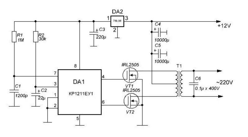 Преобразователь 220в своими руками схема Преобразователь напряжения, инвертор 12-220 В своими руками