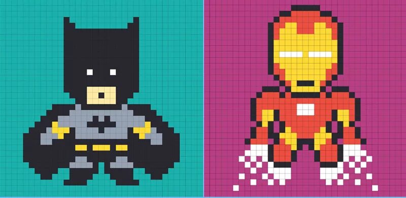 Преобразователь фото в пиксель арт dessin pixel super heros - Les dessins et coloriage