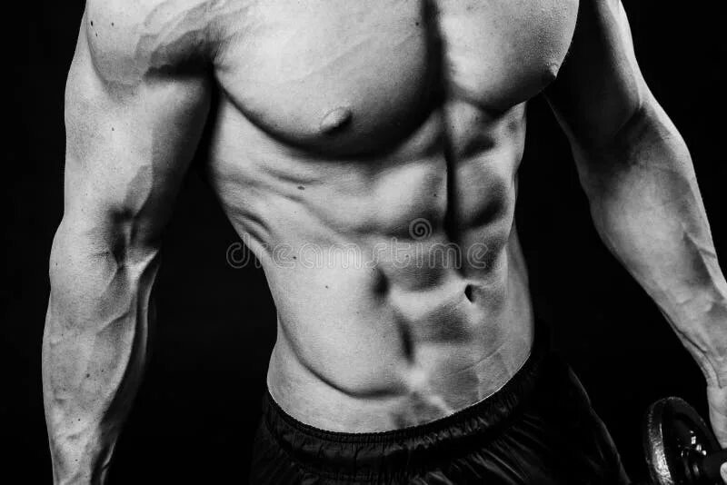 Пресс черно белое фото Closeup of Cool Perfect Strong Sensual Bare Torso with Abs Pectorals 6 Pack Musc