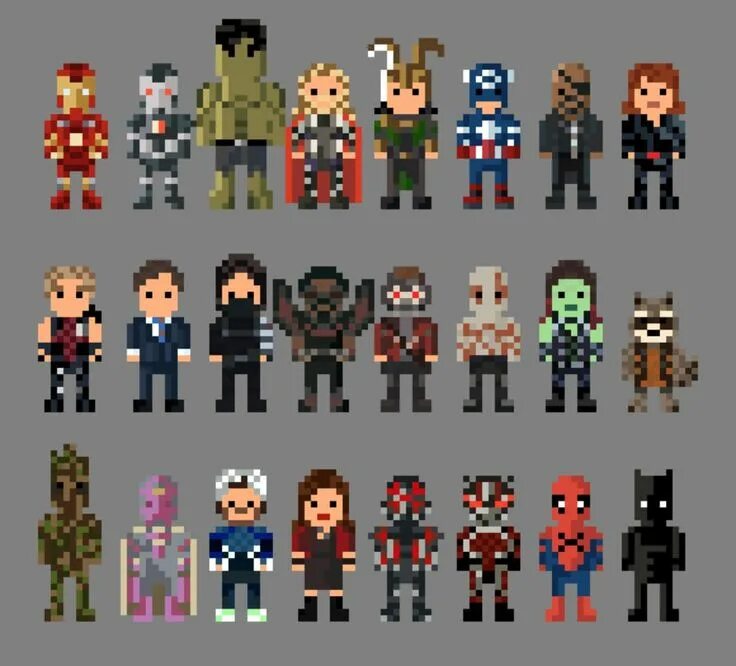 Превращение фото в пиксель арт Marvel Cinematic Universe Redux Characters 8 Bit by LustriousCharming on Deviant