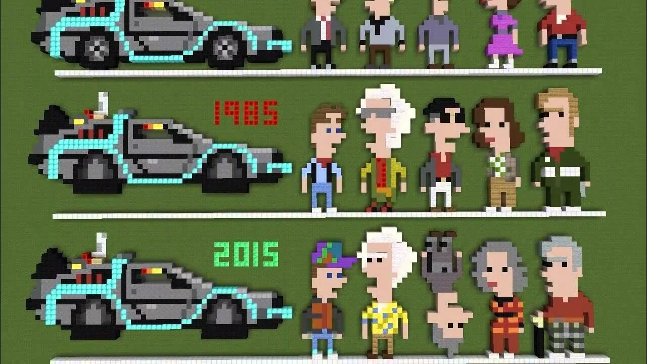 Превратить фото в пиксель арт Minecraft Pixel Art Back to the Future - YouTube