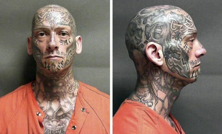 Превратить фото в тату Authorities searching for heavily tattooed escaped inmate Cover tattoo, Inmates,