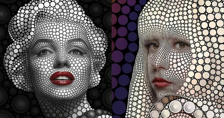 Превратить фото в точки Celebrity Portraits Created with Circles - Digital Circlism by Ben Heine