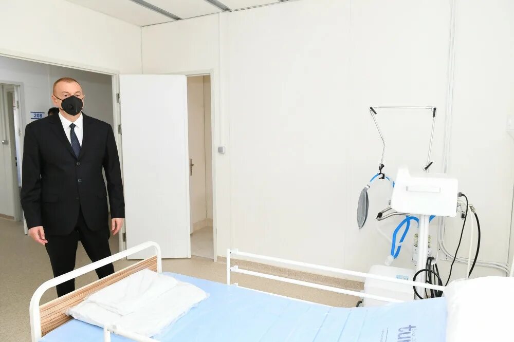 Президент больница фото President Ilham Aliyev viewed conditions created at modular hospital in Shaki