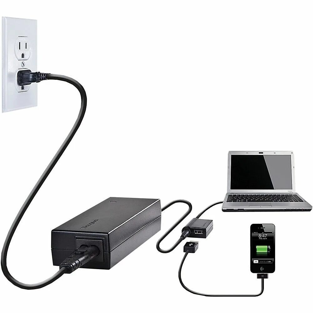 При подключении компьютера к зарядке Targus APA32US Laptop Charger With USB Fast Charging Port Usb, Laptop brands, Di