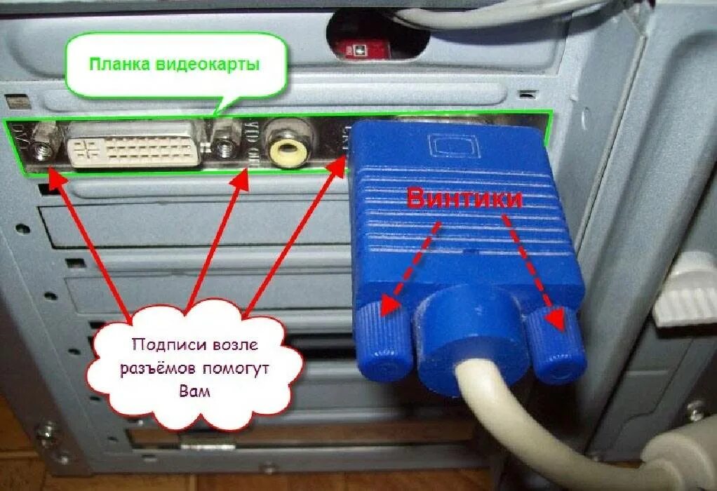 При подключении монитора компьютер не включается Картинки ГДЕ ПОДКЛЮЧИТЬ КОМПЬЮТЕР