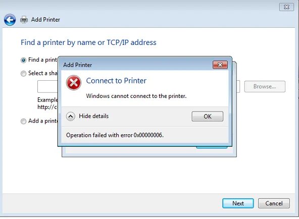 При подключении сетевого принтера ошибка 0x0000011b Windows cannot connect to the printer. error 0x00000006 - Hardware - Spiceworks 