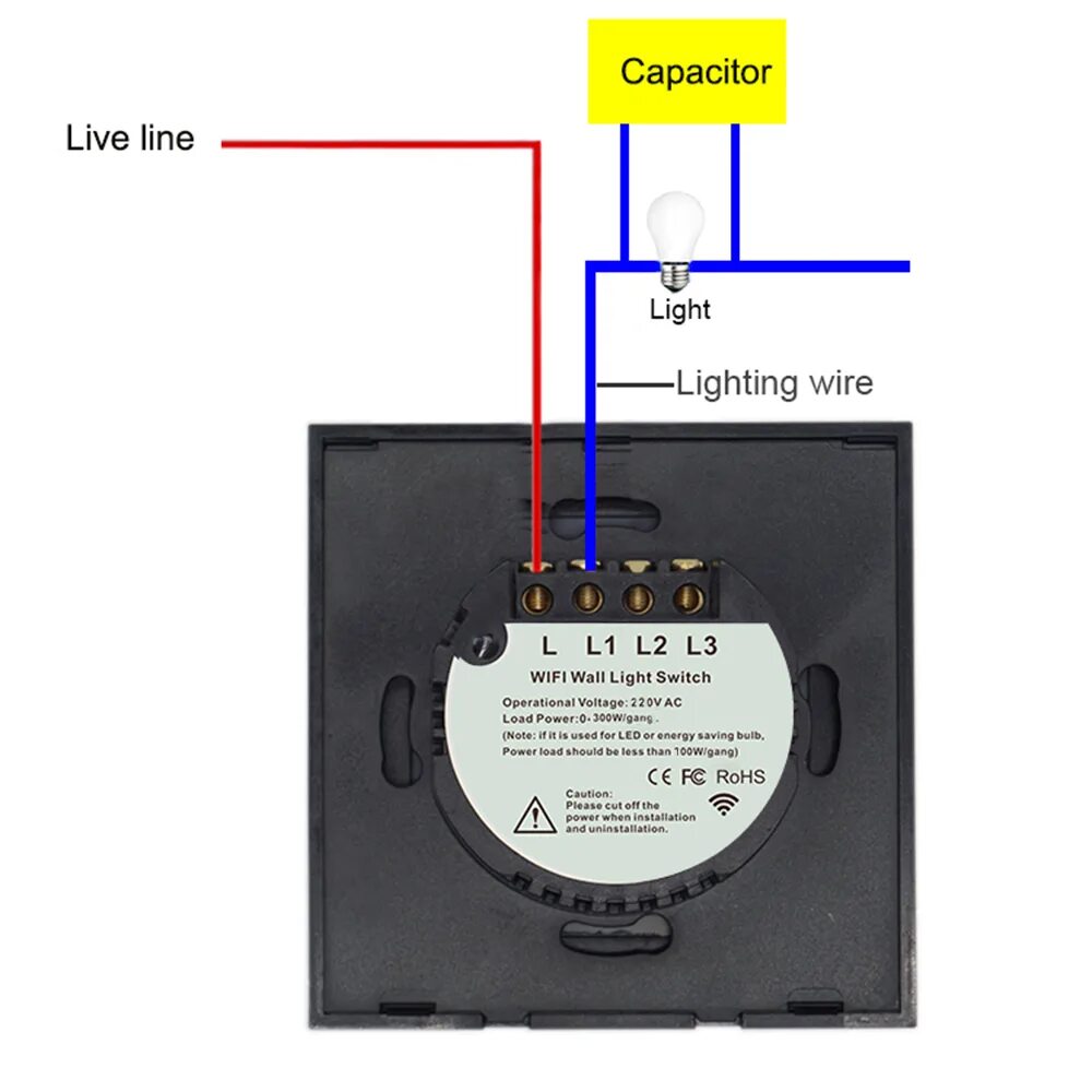 При подключении умного выключателя моргает свет Eu/uk Wifi Wireless App Remote Control Single Live Line Switch Tempered Glass To