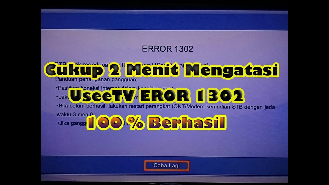 При подключении залы ошибка 1302 Cukup 2 Menit !!! Cara Mudah Mengatasi UseeTV Yang Eror 1302 - YouTube