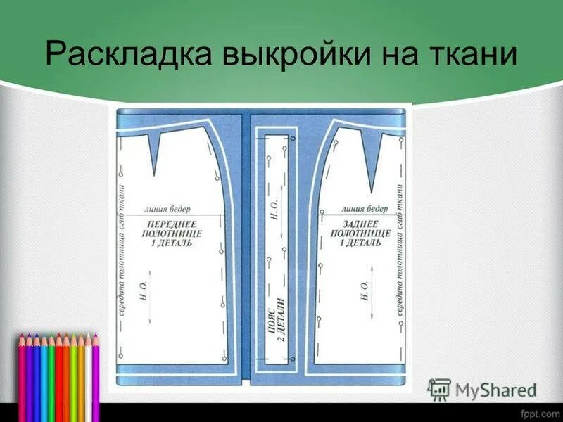 При раскладе выкройки на ткань учитывают Перенос чертежа на ткань