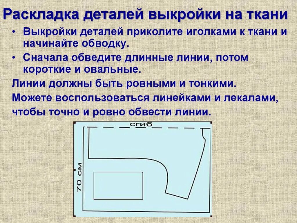 При раскладке выкройки на ткань учитывают В какой последовательности следует выполнять раскладку выкройки: найдено 88 изоб