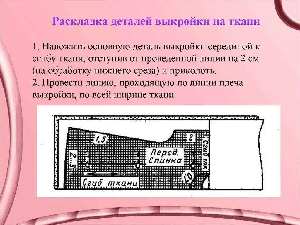 При раскладке выкройки на ткань учитывают ответ Раскладка деталей выкроек на ткани