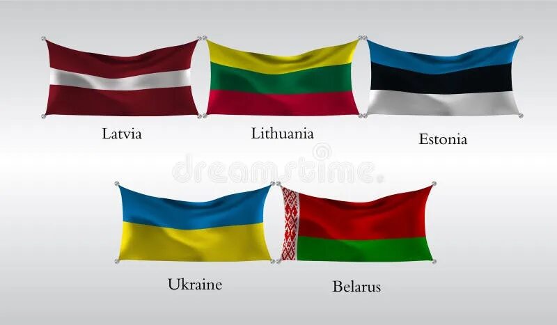 Прибалтийские флаги фото Set Flags of European Countries. Waving Flag of Latvia,Lithuania, Estonia, Ukrai