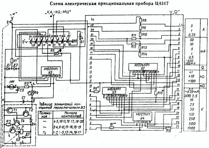 Прибор 43101 схема электрическая принципиальная Прибор комбинированный Ц4317 - Измерения - Приднестровский портал радиолюбителей